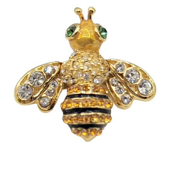 St. John Gold Tone Rhinestone Bee Pin Signed - image 7