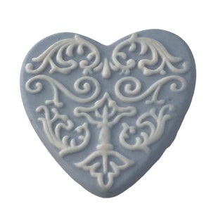 Wedgwood Blue White Porcelain Jasperware Heart Brooch, Signed M65