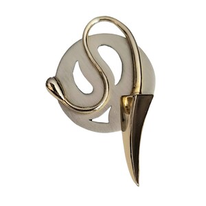 Gold, Silver Tone Swirl Bended Arrow Modernist Brooch