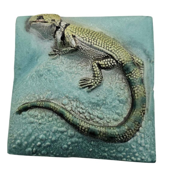 Natalie Surving 94 Iguana 4" Tile High Relief, Signed
