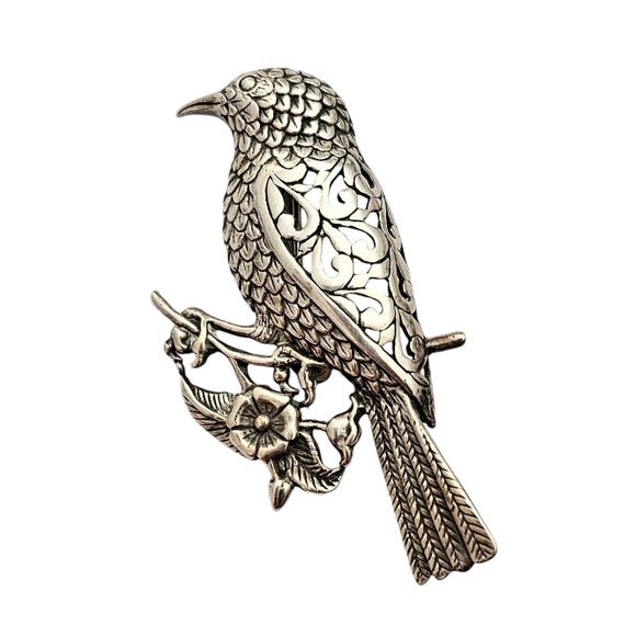 Jezlaine Sterling Silver Bird Brooch Pin, Signed L581