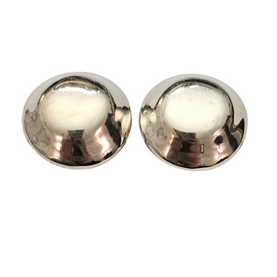 Simon Sebbag Designs Sterling Silver Button Clip On Earrings Signed, J777
