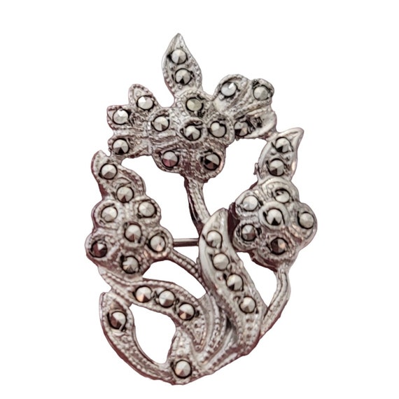 Artel Sterling Silver Marcasite Flower Pin, Signed E685