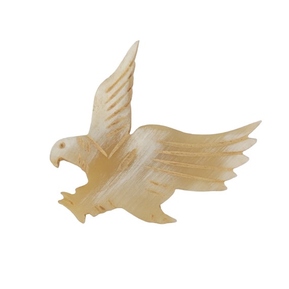Carved Wood Eagle Brooch Pin K485