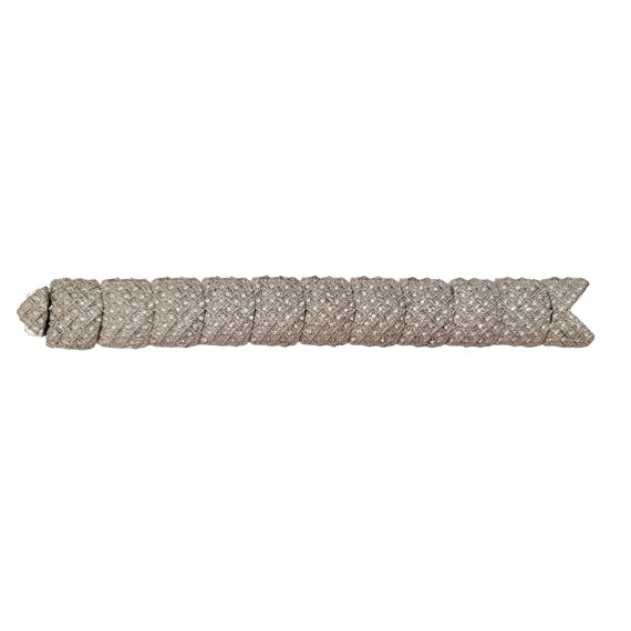 Hutton Wilkinson Silver Tone Clear Pave Rhinestone Tongue Clasp Panel Bracelet, E785
