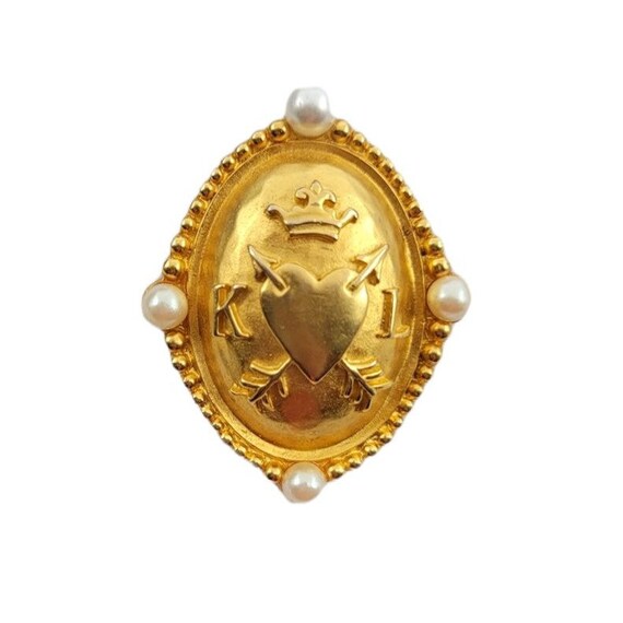 Karl Lagerfeld Goldtone Faux Pearl Signature Pin - image 4