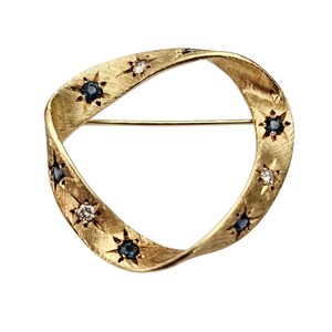 カルティエ 18K ソリッド イエロー ゴールド ブルー サファイア ツリー