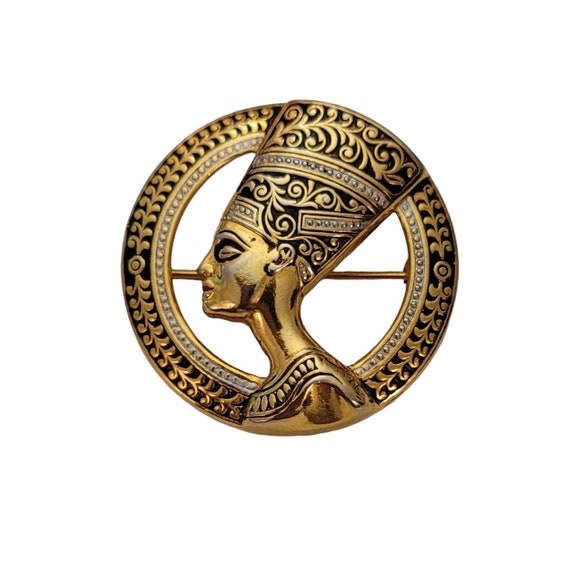 Nefertiti Gold Tone Toledoware Round Pin E547