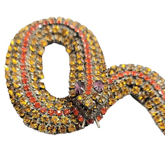 Kenneth Lane Snake Topaz Prong-set Rhinestone Brooch Signef