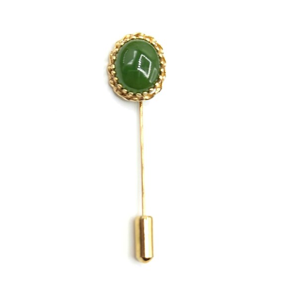 14k Yellow Gold Jade Stick Pin