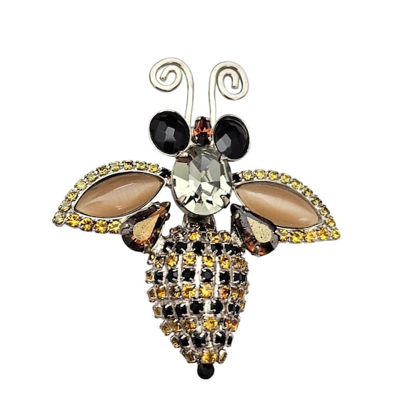 Sorrelli Bee Brooch Yellow Black Rhinestone Pin Signed J903