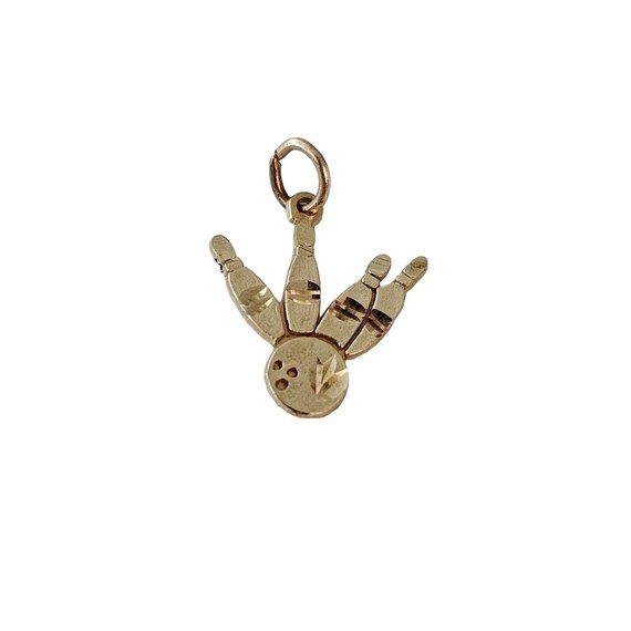 10K Yellow Gold Bowling Pins Pendant Charm L362