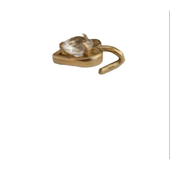 14k Yellow Gold Clear Stone Heart Charm, M241