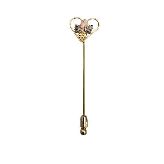 10K Gold Grape, Leaf Heart Stick Lapel Pin J808