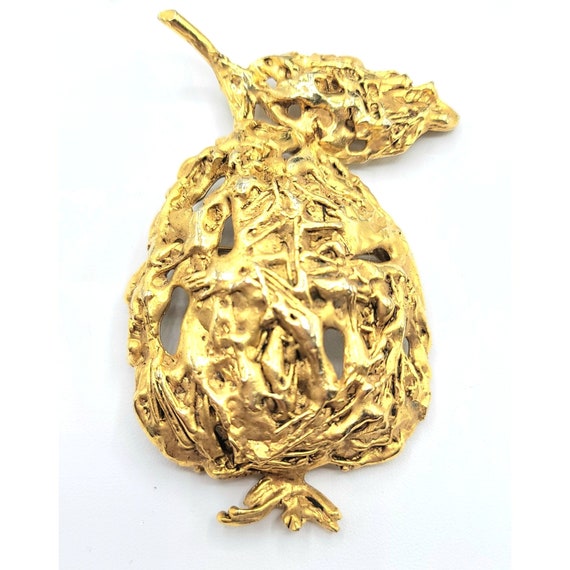 Erwin Pearl Goldtone Brutalist Statement Brooch Pendant