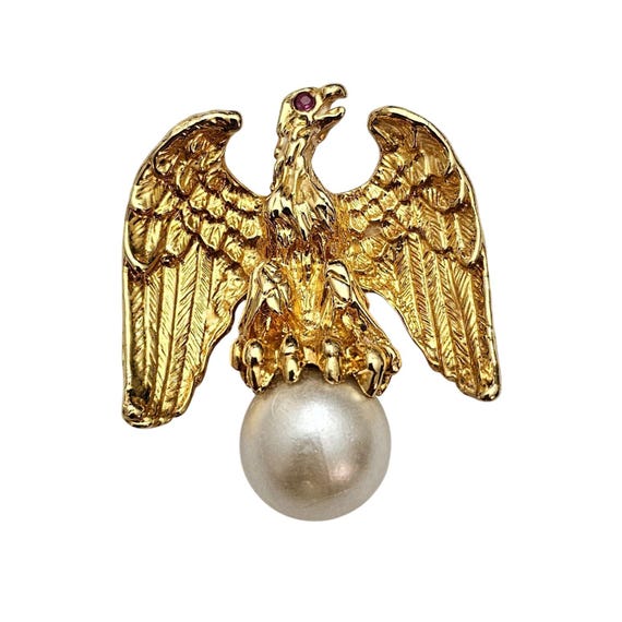 Ann Hand Eagle Brooch, Replaced Pearl Signed, J765