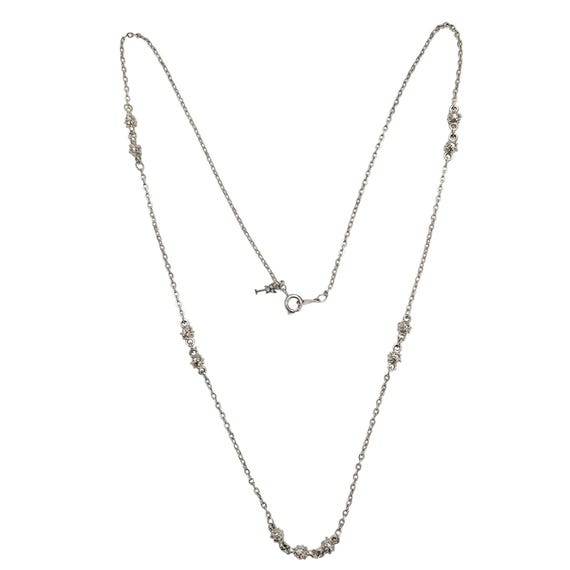 Trifari Silver Tone Spikey Ball Station Chain Necklace 23" Long