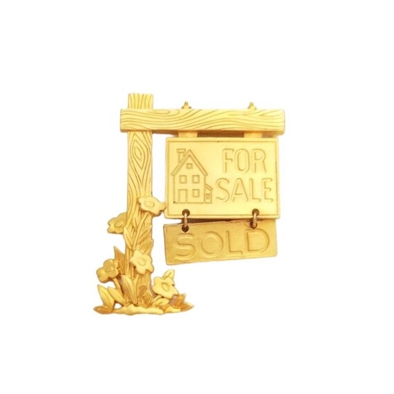 JJ Jonette House For Sale Realtor SOLD Articulated Sign Brooch Pin, Signed L66