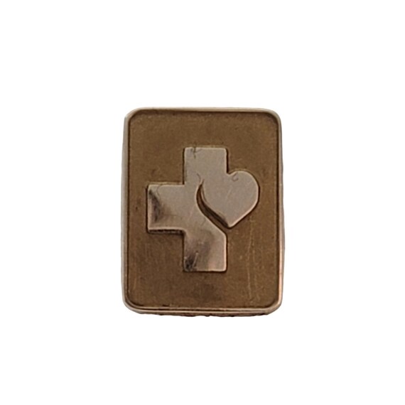 10K Yellow Gold Cross Heart Lapel Tie Tack Pin E903