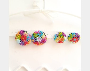 Flower Clay Earrings, Colourful Floral Earrings, Botanical Studs, Statement Earrings, Boho Style, Christmas Earrings, Stocking Filler