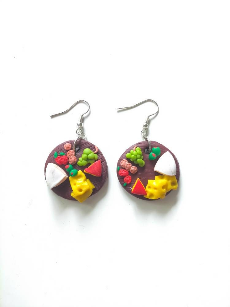 Cheese Board Earrings Clay Cheese Studs Food Earrings Etsy