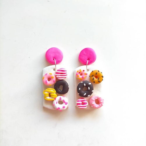 Cream and Jam Donut Earrings. Polymer Clay. Etsy
