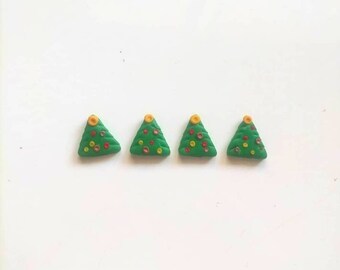 Christmas Tree Stud, Clay Christmas Earrings, Festive Earrings, Polymer Clay Studs, Gift Ideas, Present Earrings, Handmade Earrings,