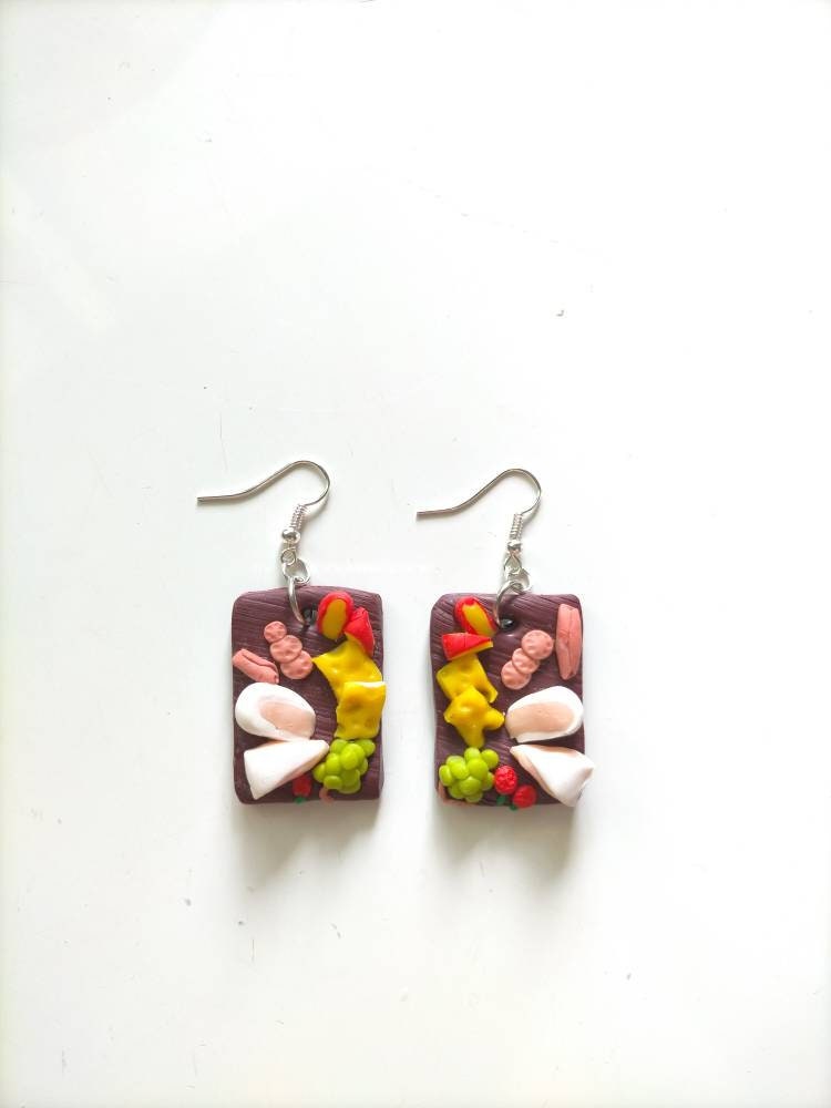 Cheese Board Earrings Clay Cheese Studs Food Earrings Etsy