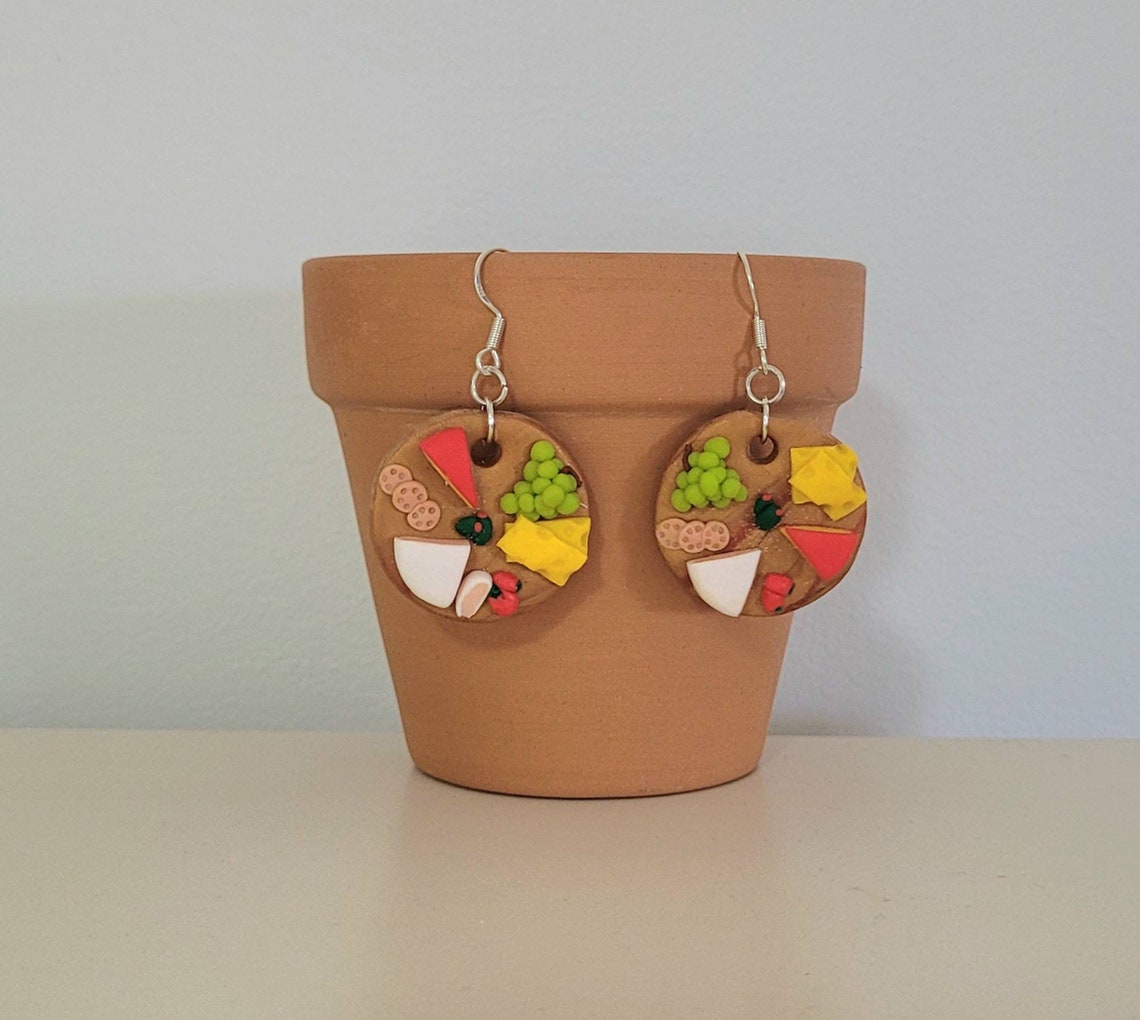 Cheese Board Earrings Clay Cheese Studs Food Earrings Etsy