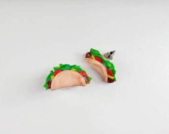 Clay Taco Earrings, Food Studs, Mexican Burrito, Cute Polymer Earrings, Taco Tuesdays, Minature Food