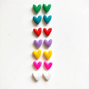 Miniature Heart Studs, Colourful Clay Earrings, Love Heart, Minimalist Bright, Valentine's Day, Anniversary Gift, Cute Unique, Gift Idea