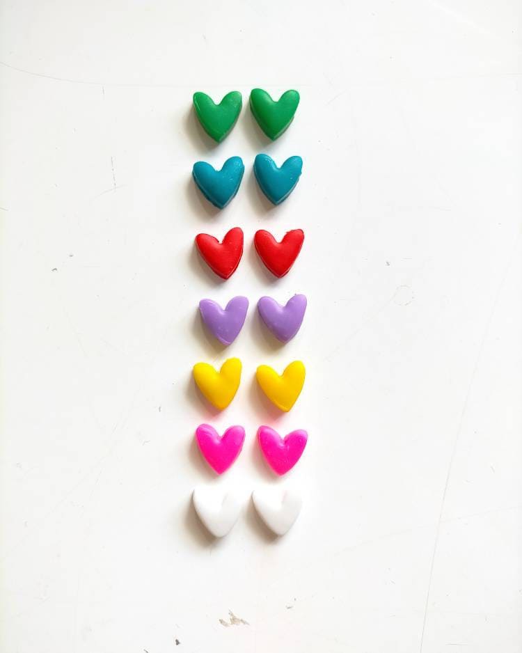 Miniature Heart Studs, Colourful Clay Earrings, Love Heart, Minimalist Bright, Valentine's Day, Anniversary Gift, Cute Unique, Gift Idea