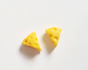 Tiny Cheese Studs, Polymer Clay Earrings, Food, Cheese Board, Minature Snack, Wine Lover, Charcuterie Board, Drink,