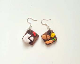 NEW Minature Cheese Board, Charcutarie Board Earrings, Cheese Studs, Clay Earrings Cute, Polymer Food,