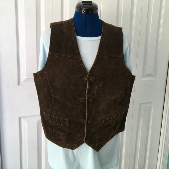 Vintage Suede Leather Vest Large - image 1