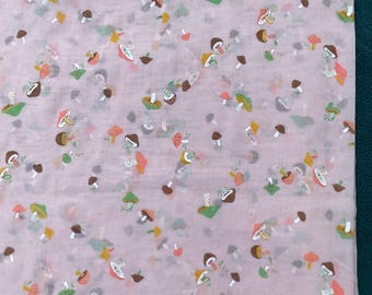 Sheer Vintage Mushroom Fabric 1 yd+