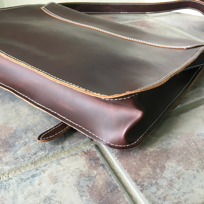 Vintage Brown Leather Messenger Bag Attache Case Tote