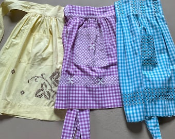 3 Vintage Half Aprons 1940s 1950s