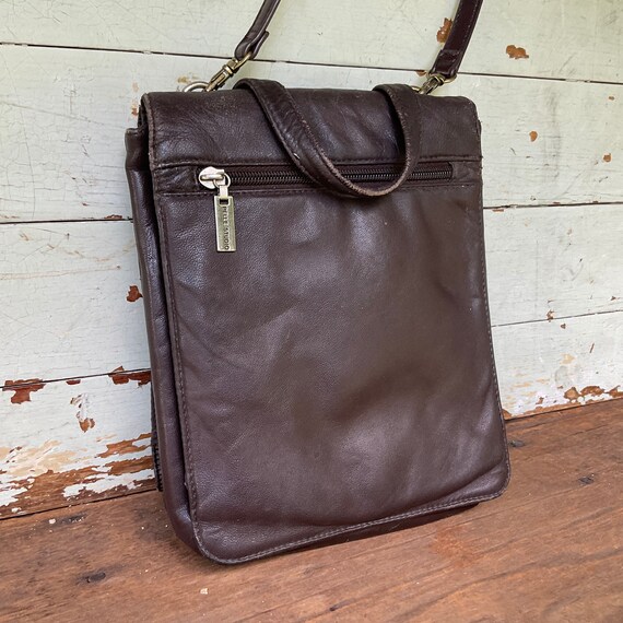 black leather organizer purse