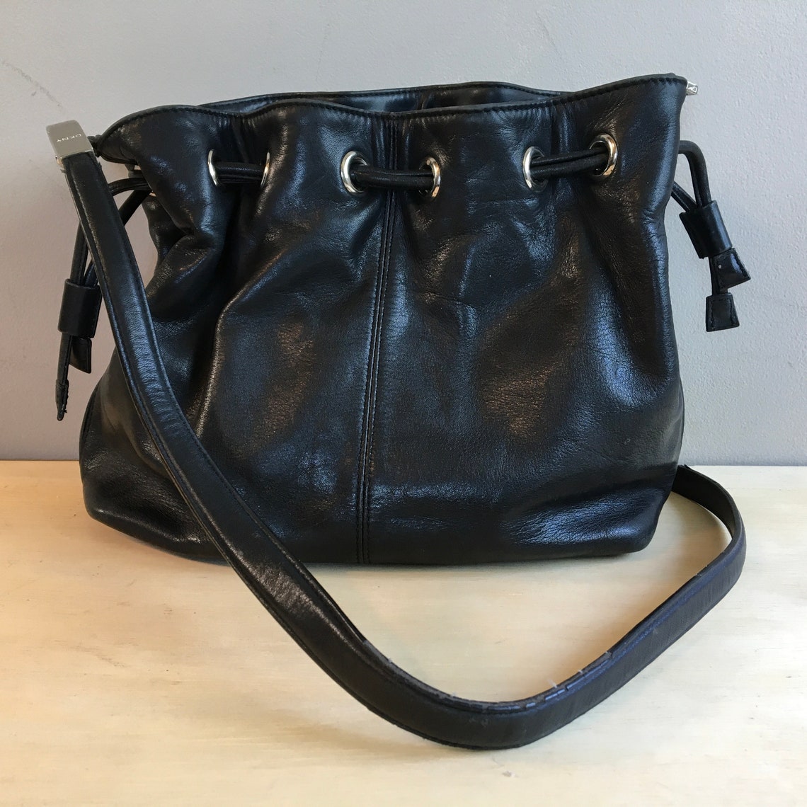 Vintage DKNY Purse Black Leather Etsy