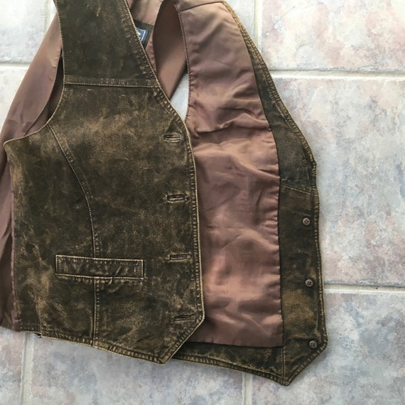 Vintage Suede Leather Vest Large - image 6