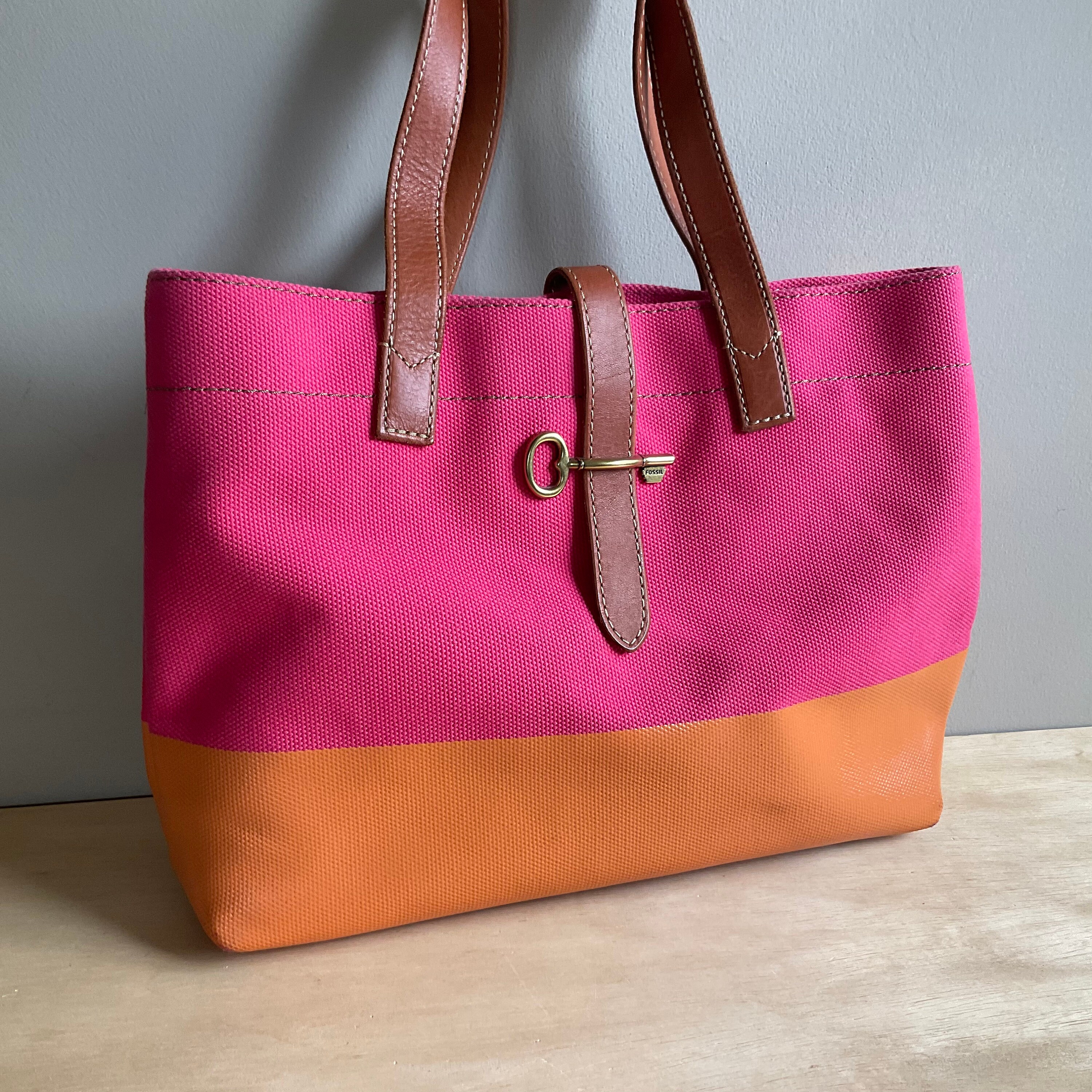 Pink Fossil Canvas Tote Bag | Etsy 