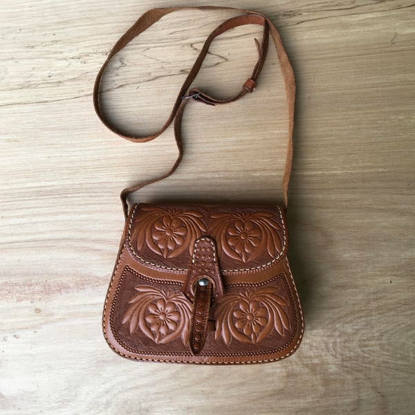 Small Tooled Leather Shoulder Purse