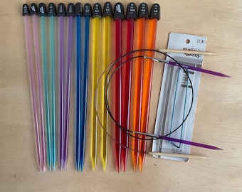 9 Pair Susan Bates Crystalite Knit Needles