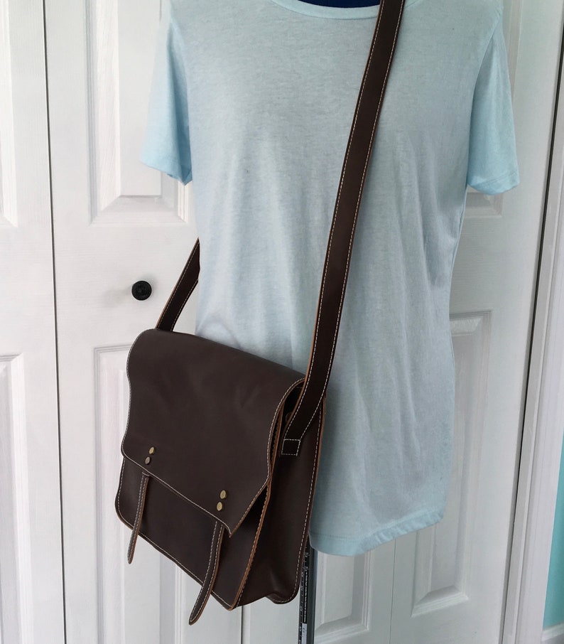 Vintage Brown Leather Messenger Bag Attache Case Tote