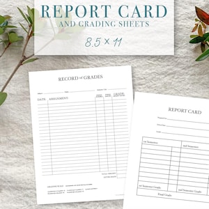 Student Report Card, Record of Grades Gradebook Pages by Subject for Homeschool Planner - DIGITAL PRINTABLE