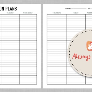 Printable 8 Subject / Assignment / Weekly Lesson Plan Planner - Standard 8.5X11 & A4 PDF Instant Download - Minimalist Watercolor Misty Pine
