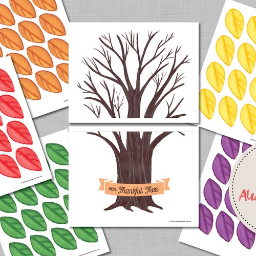 printable thankful tree diy thanksgiving gratitude project etsy australia
