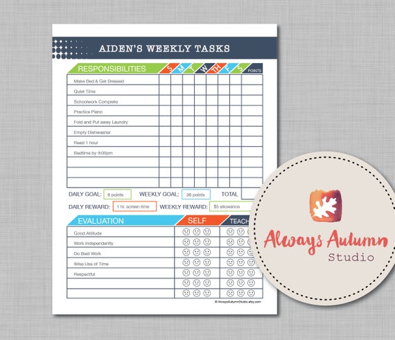 Printable Weekly Chore Chart