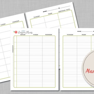 EDITABLE and Printable 8 Subject / Assignment / Weekly Lesson Plan Planner - Watercolor Rose - Letter and A4 Size - Adobe Acrobat Reader PDF